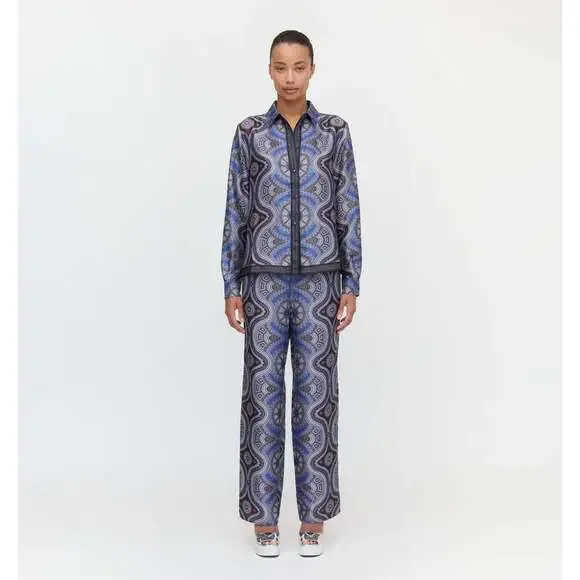 Hill House Home The Taylor Pant - Brown Cobalt Medallion Size LBrown Cobalt Meda - Picture 3 of 3